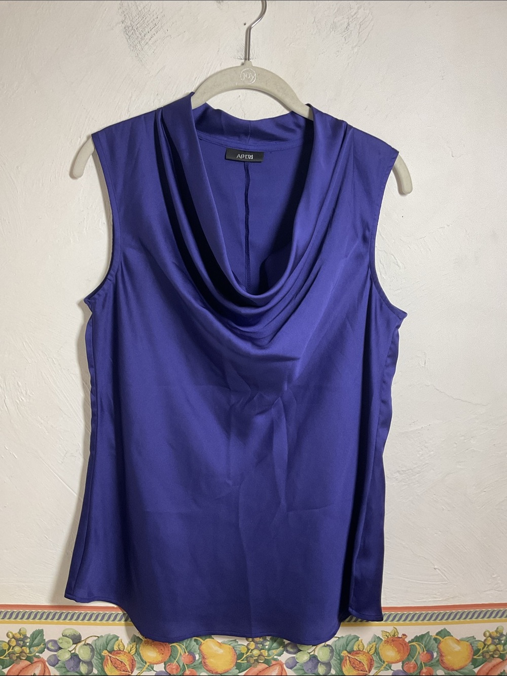 Apt. 9 Royal Blue Satin Cowl Neck Sleeveless Blouse Top Size S